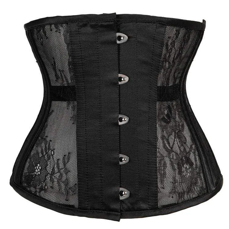 Gothic 10-stål-benade Mesh Underbust-korsetter för kvinnor