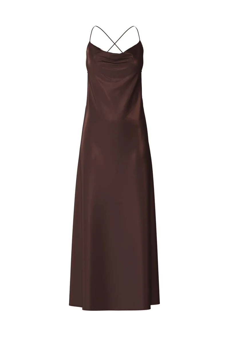 Object - Objsally Maxi Slip Dress - 5094700 Seal Brown