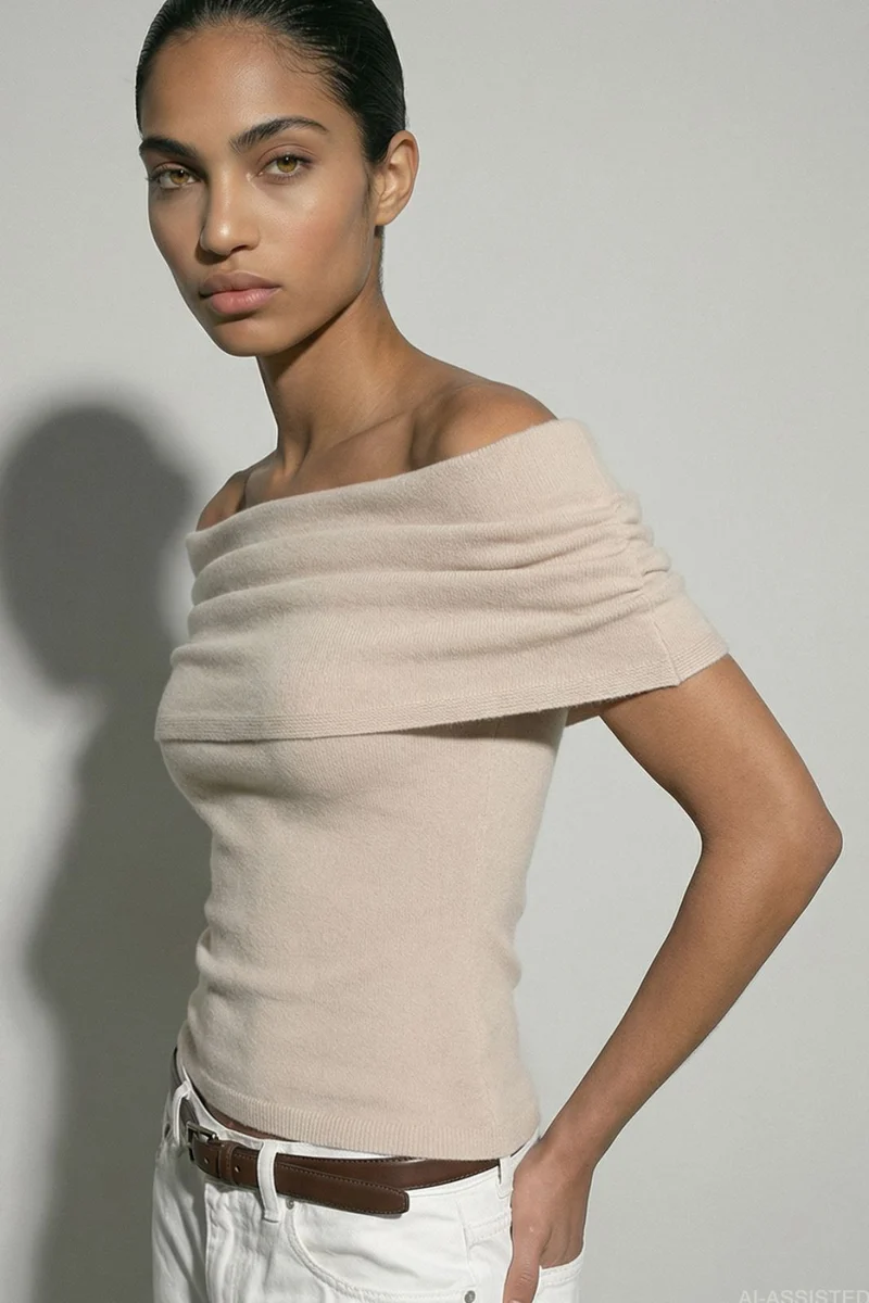 Hypedrop - Hdkhloe Off-Shoulder Knit 32000833 - 5191891 - White Swan