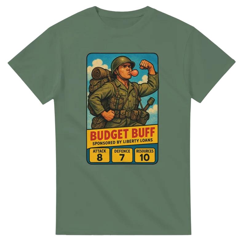 T-shirt – Budget Buff (USA WW2 Trading Card)