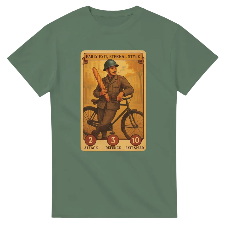 T-shirt – Early Exit, Eternal Style (France WW2 Trading Card)