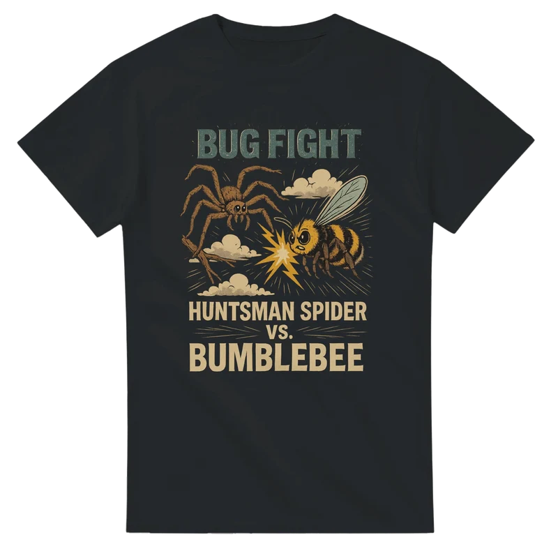 T-shirt Original – Bug Fight: Huntsman Spider vs. Bumblebee
