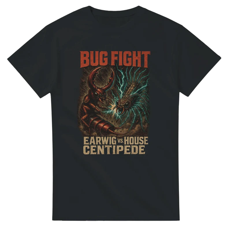 T-shirt – Bug Fight: Earwig vs. House Centipede