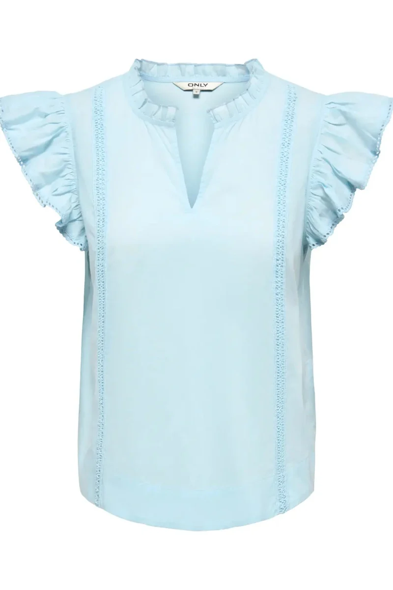 Only - Onltea-Idris S/L Frill Tape Top - 5066373 Dream Blue