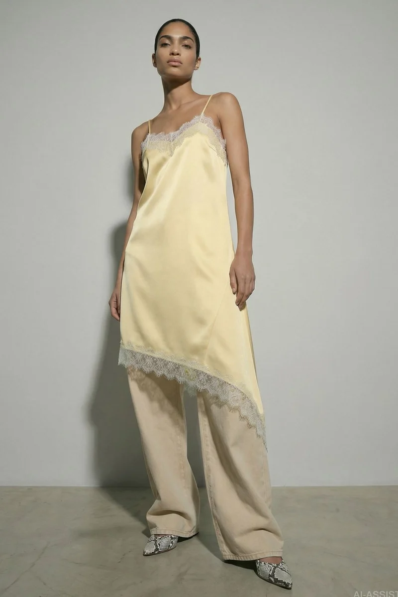 Hypedrop - Hdkimora Midi Satin Lace Dress 32000842 - 5191858 - Anise Flower