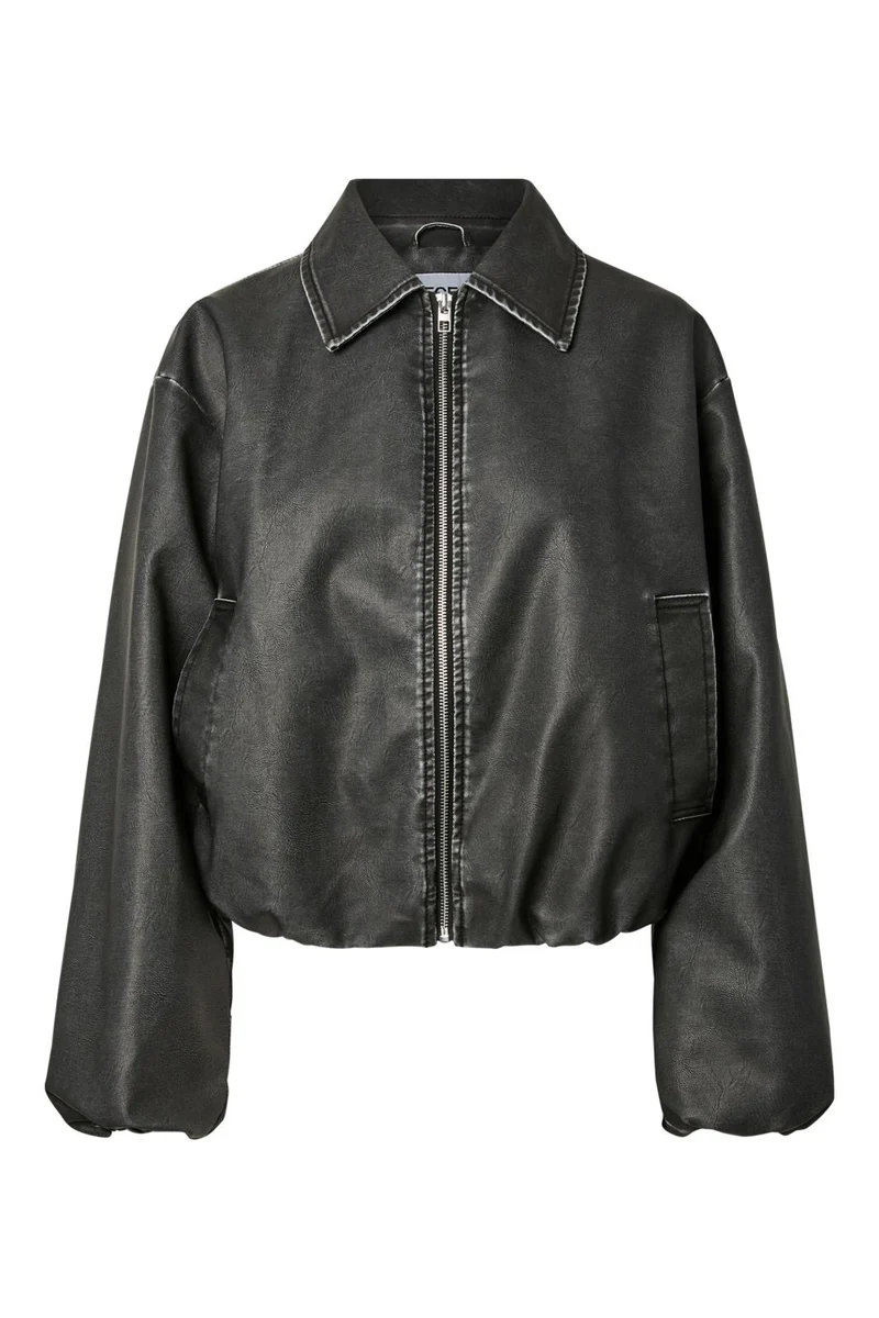 Pieces - Pcgiselle Wash Coated Bomber Jacket - 4982548 Black Washed