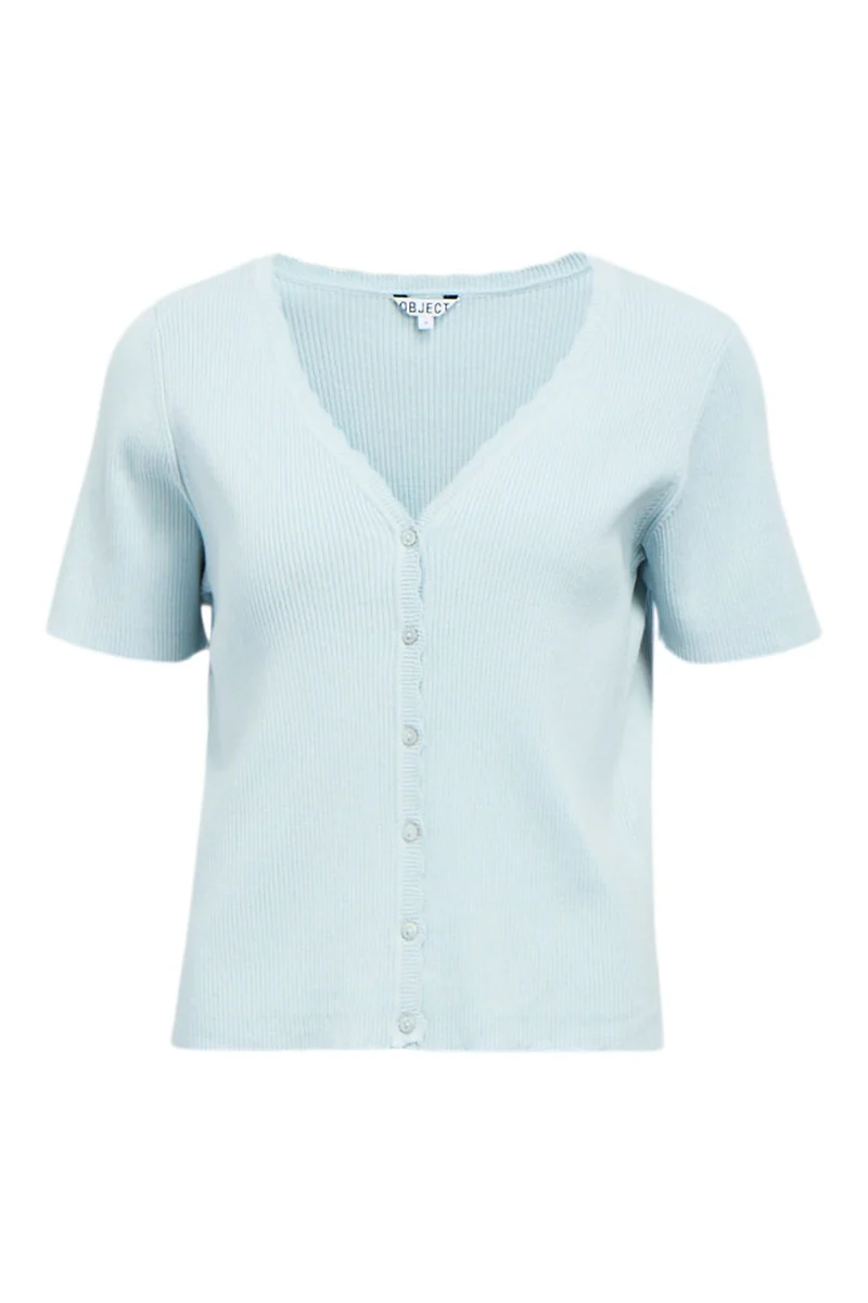 Object - Objkelly S/S Re V-Neck Cardigan - 4911763 Winter Sky
