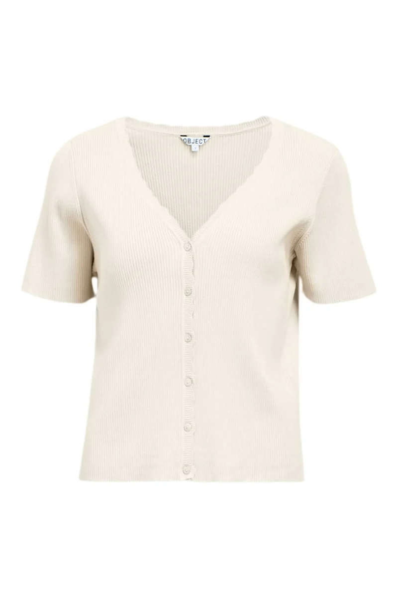 Object - Objkelly S/S Re V-Neck Cardigan - 4961439 Birch