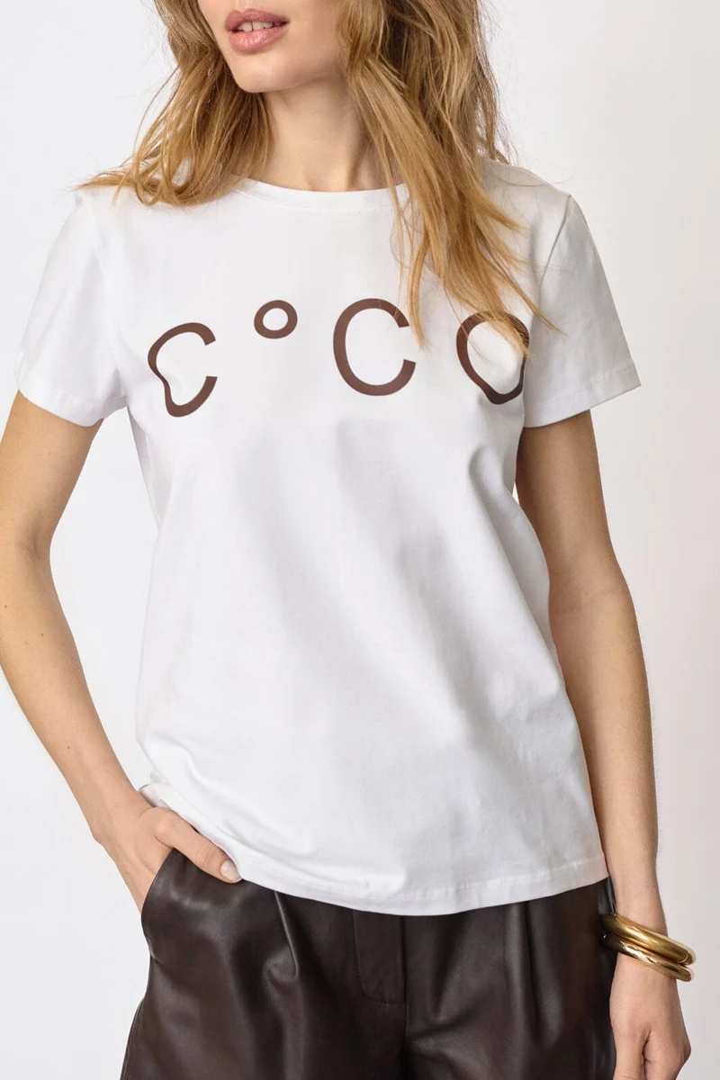 Co´Couture - Signaturecc New Tee 33200 - 40145 - White/Darkbrown