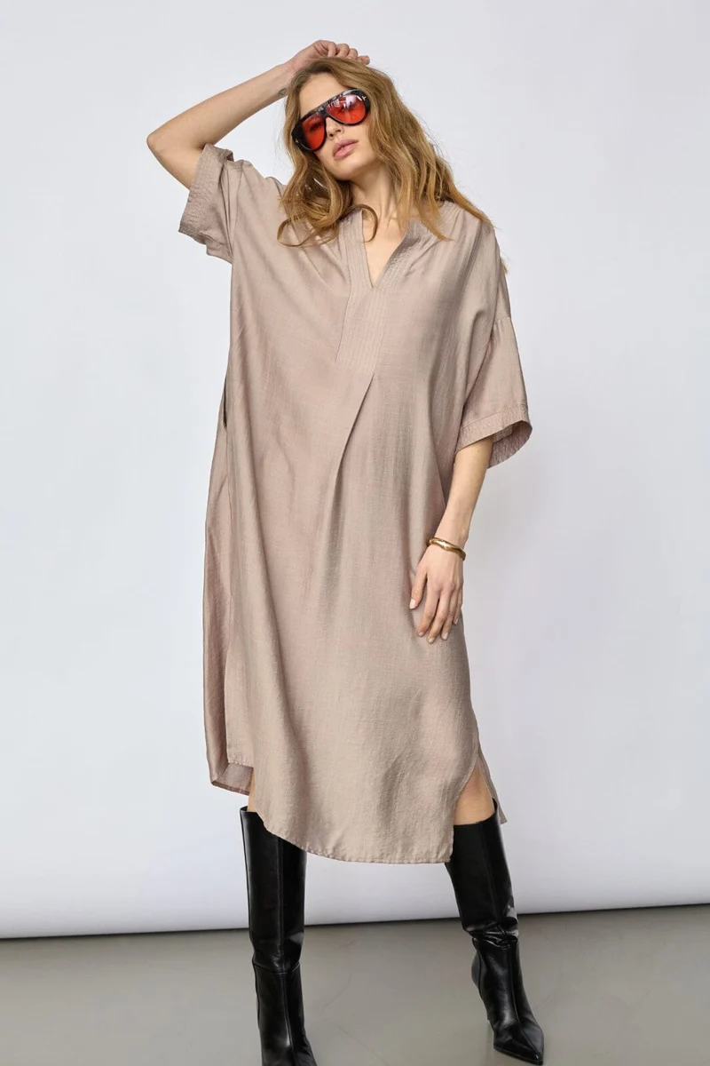 Co´Couture - Heracc Tunic V-Dress 46103 - 154 - Walnut