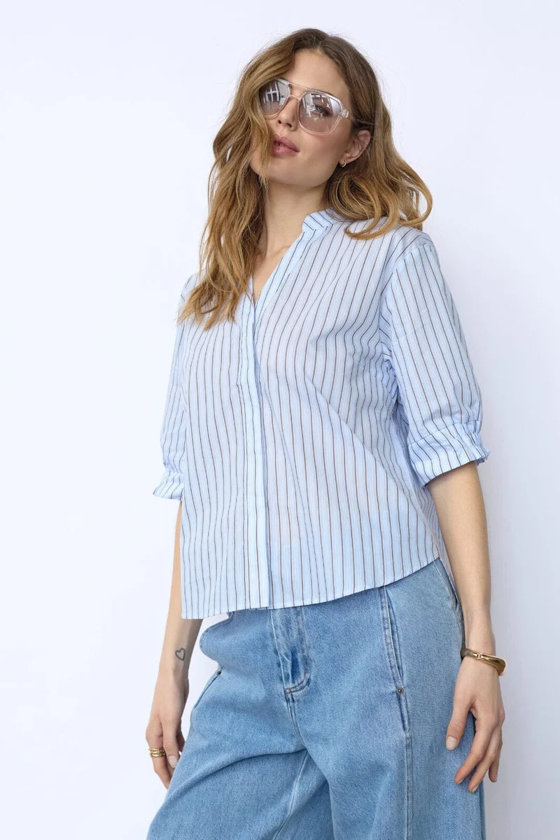 Co´Couture - Felinecc Ss Shirt 45186 - 23 - Pale Blue