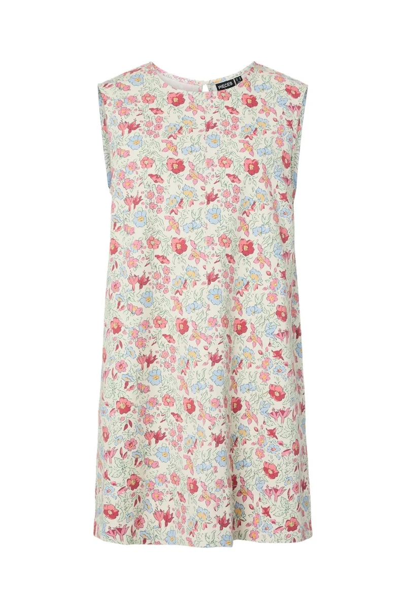 Pieces - Pcsalume Sl Short Denim Dress - 4953776 Birch Flower