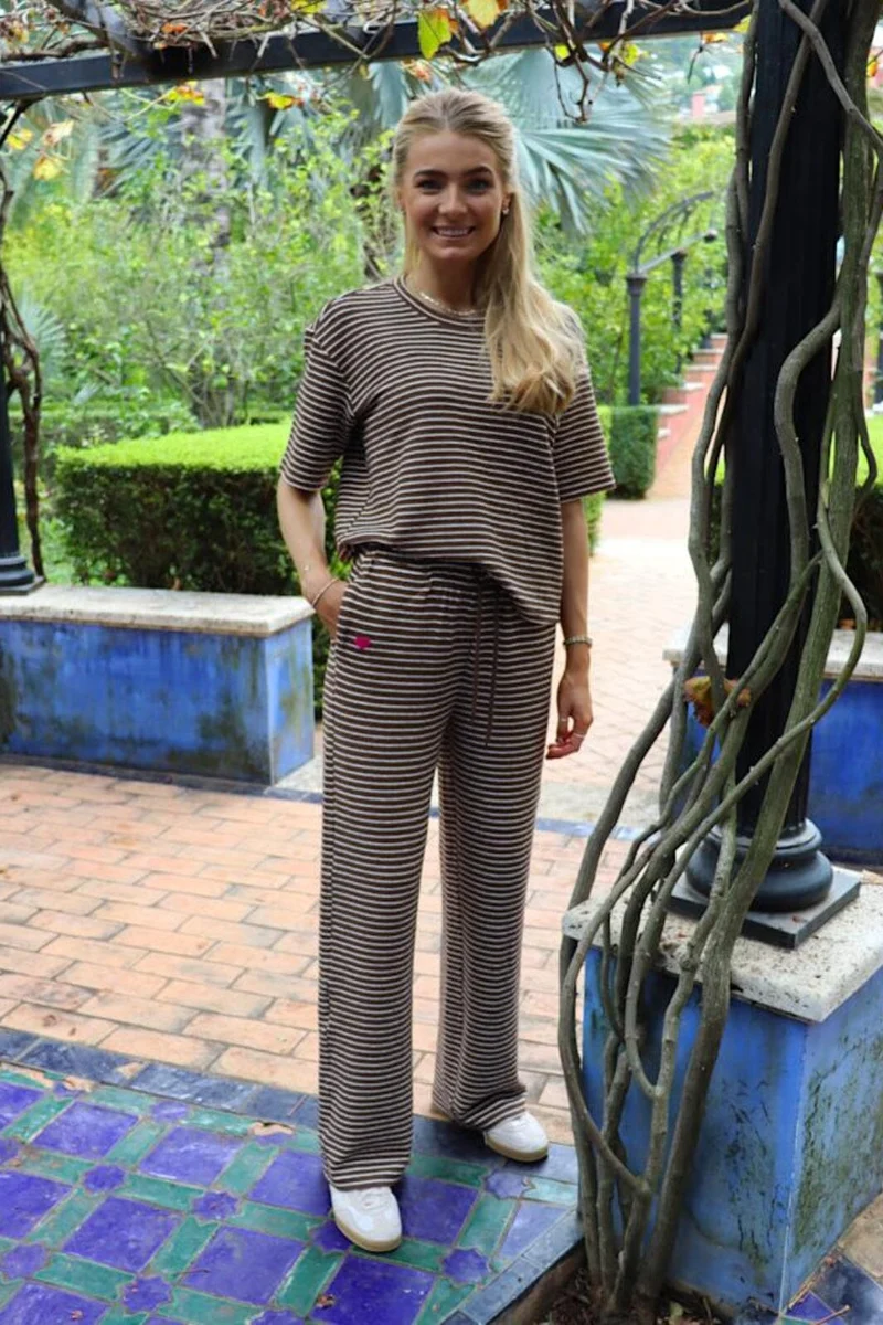 Liberte - Sus Tshirt 22356 - Brown Creme Stripe