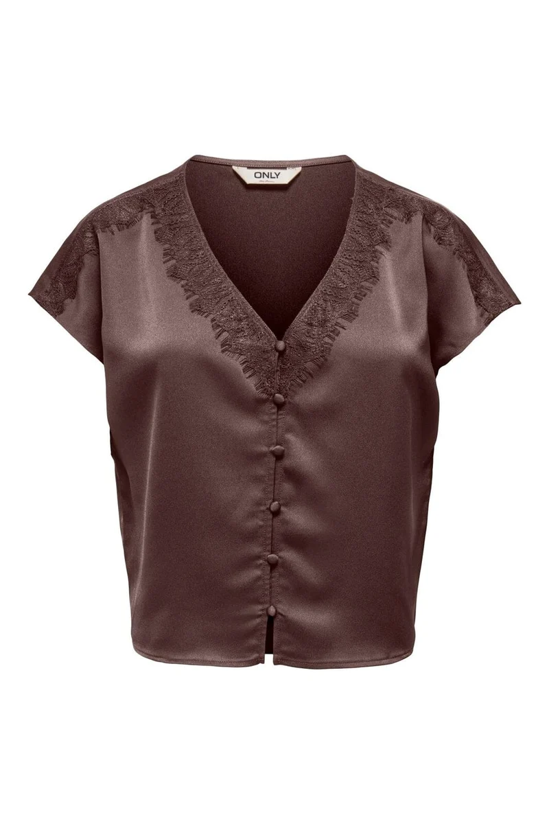Only - Onlfaraya S/L Button Lace Satin Top - 5092353 Shopping Bag