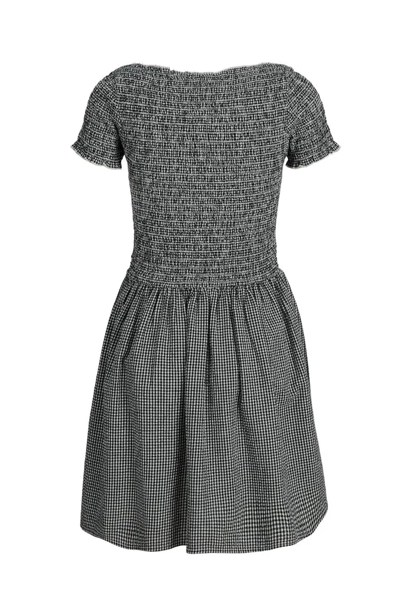 Jjxx - Jxzoe Seersucker Ss Smock Dress - 4984824 Black Blanc De Blanc