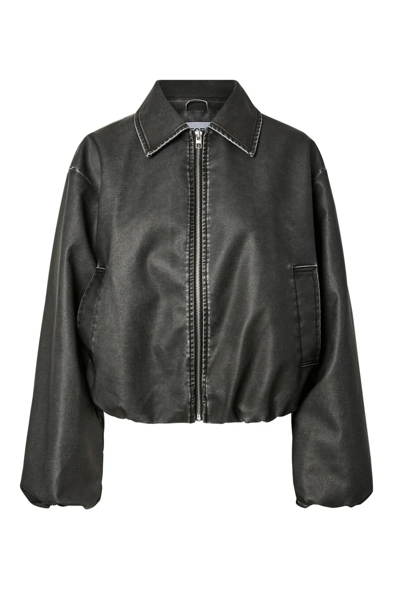 Pieces - Pcgiselle Wash Coated Bomber Jacket - 4982548 Black Washed