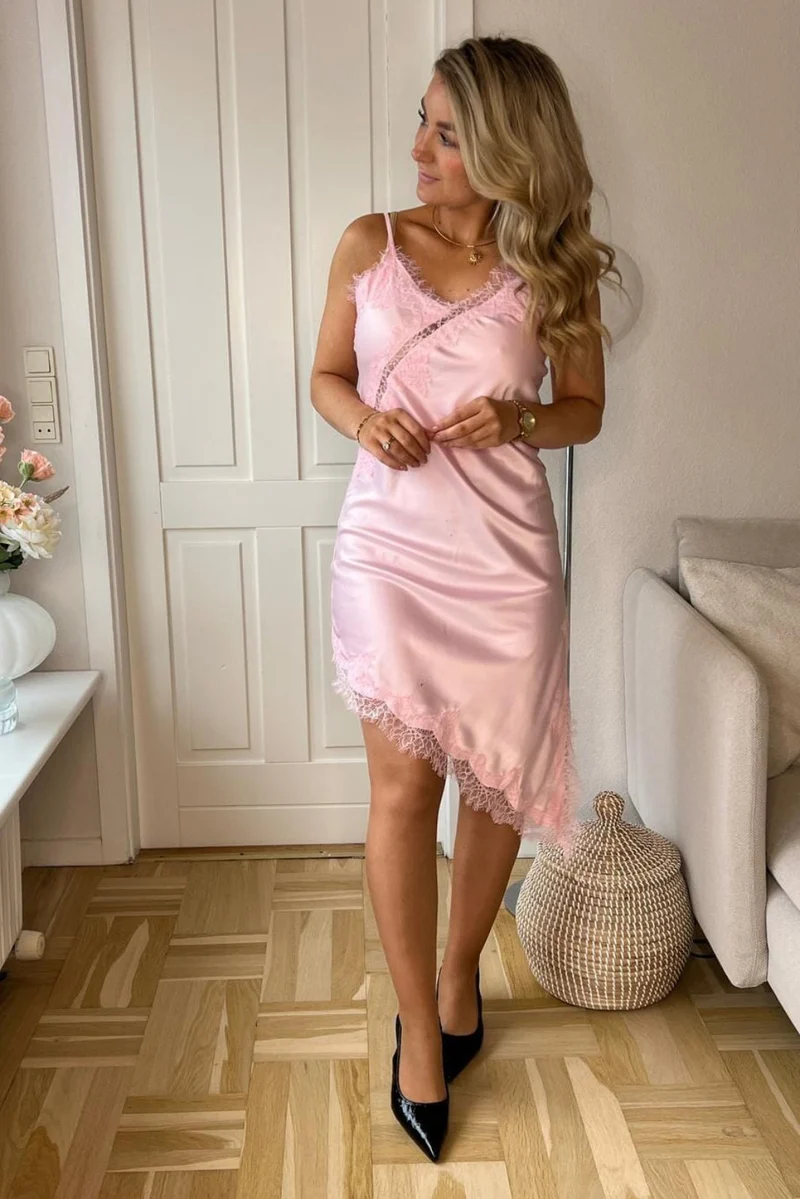 Dear Molly - Lace Midi Dress 165094B - Light Pink
