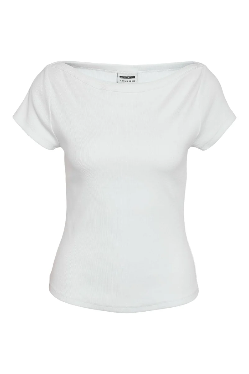 Noisy May - Nmmaya S/S Boatneck Top Fwd - 4915909 Bright White