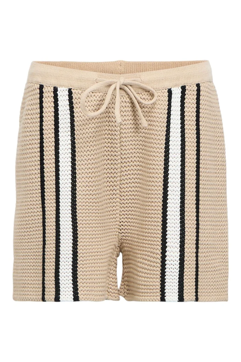 Object - Objviola Short Knit Shorts 144 - 5010165 Humus Black/Cloud Dancer
