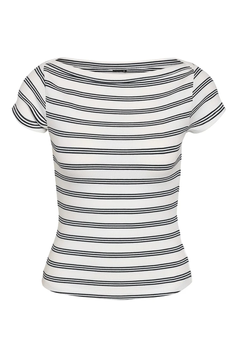 Noisy May - Nmmaya S/S Boatneck Top Fwd - 4986172 Bright White Black