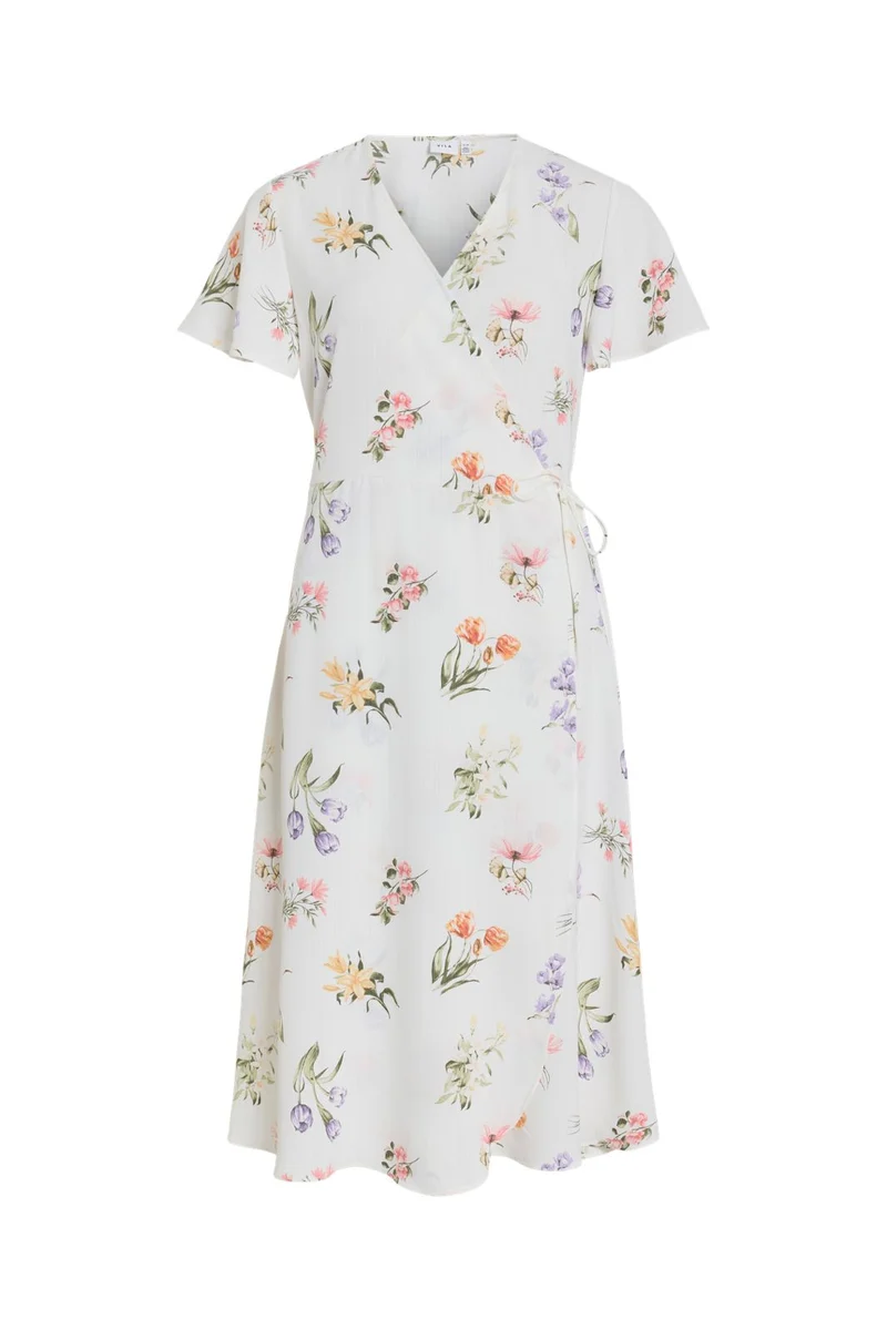 Vila - Vilovie S/S Wrap Midi Dress - 4777771 Snow White Fir