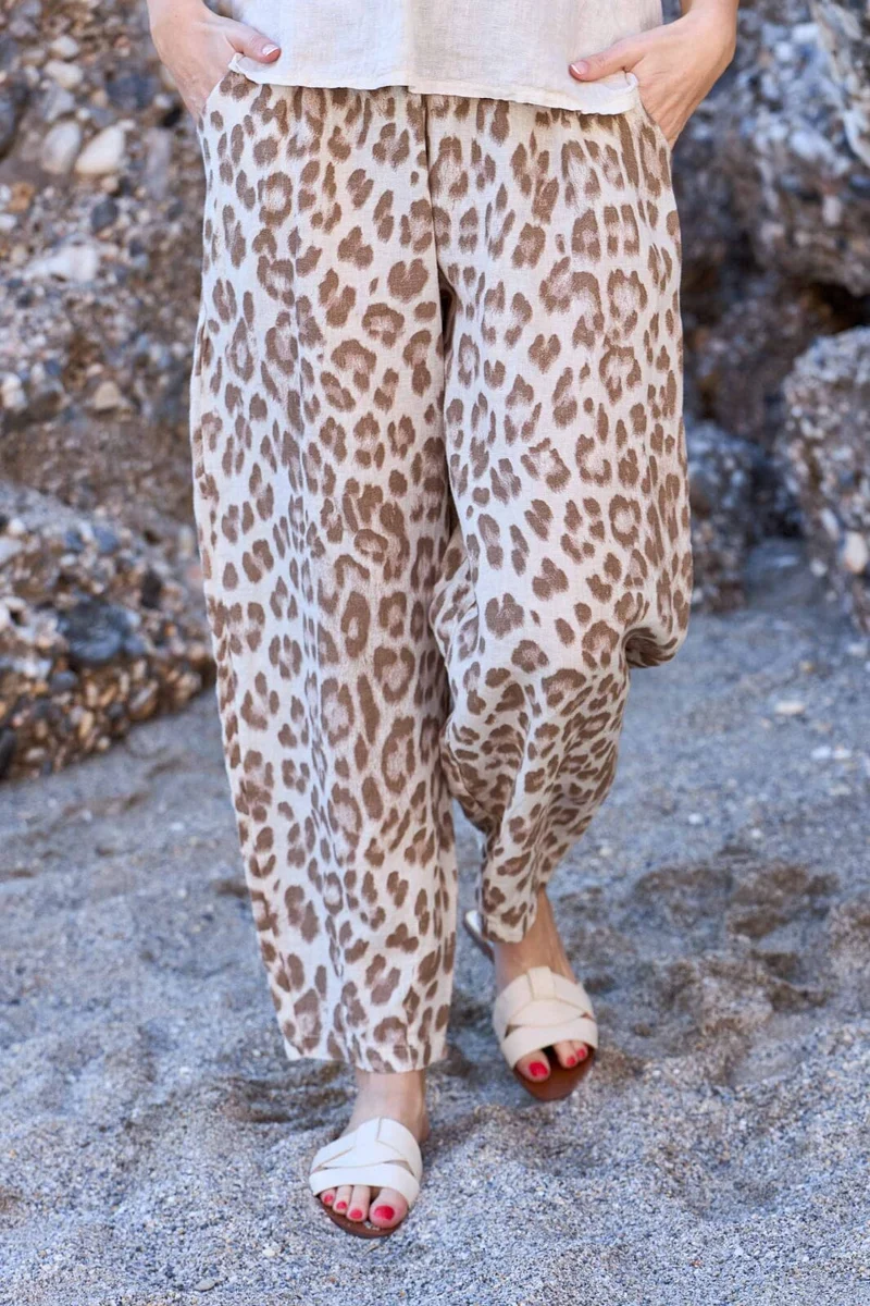 Black Colour - Bcmelina Barrel Linen Pant 41113 - Nougat Leo