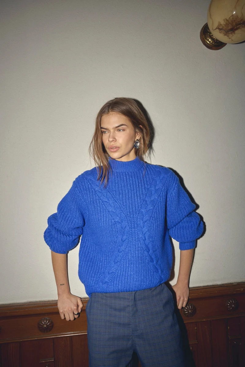 Co´Couture - Rowcc Rib Cable Knit 500272 - 40002 - New Blue