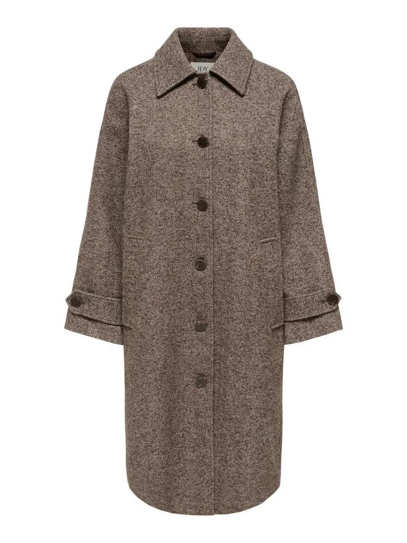 JDY - Jdyvinga Herringbone Long Coat Yfm - 5044304 Chocolate Torte Herringbone