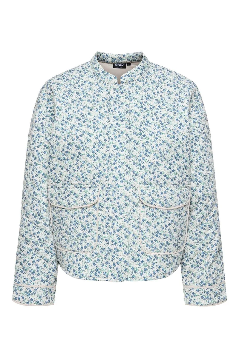 Only - Onlhallie Quilted Jacket - 4983149 Cloud Dancer Blue Ditsy