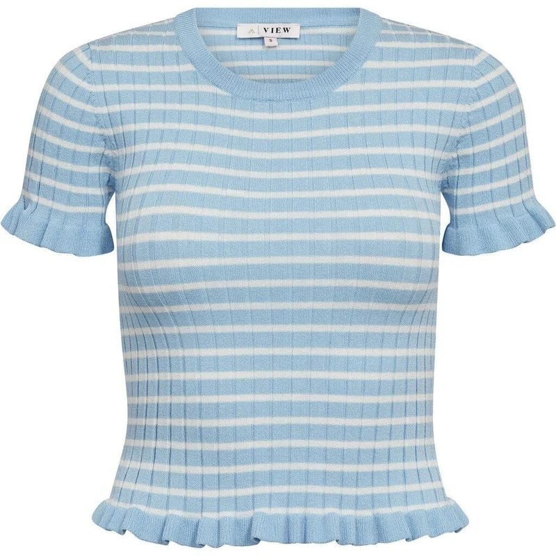 A-View - Fabi Knit Top AV7079 - 100 - Light Blue/White Stripe