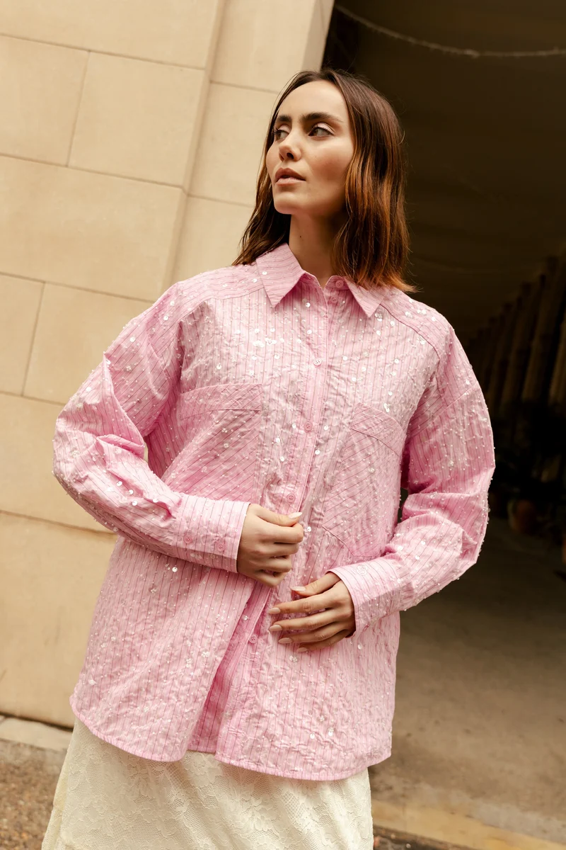 Cras - Ellie Shirt C606 - 8070 - 8070 Pink Multi Stripe