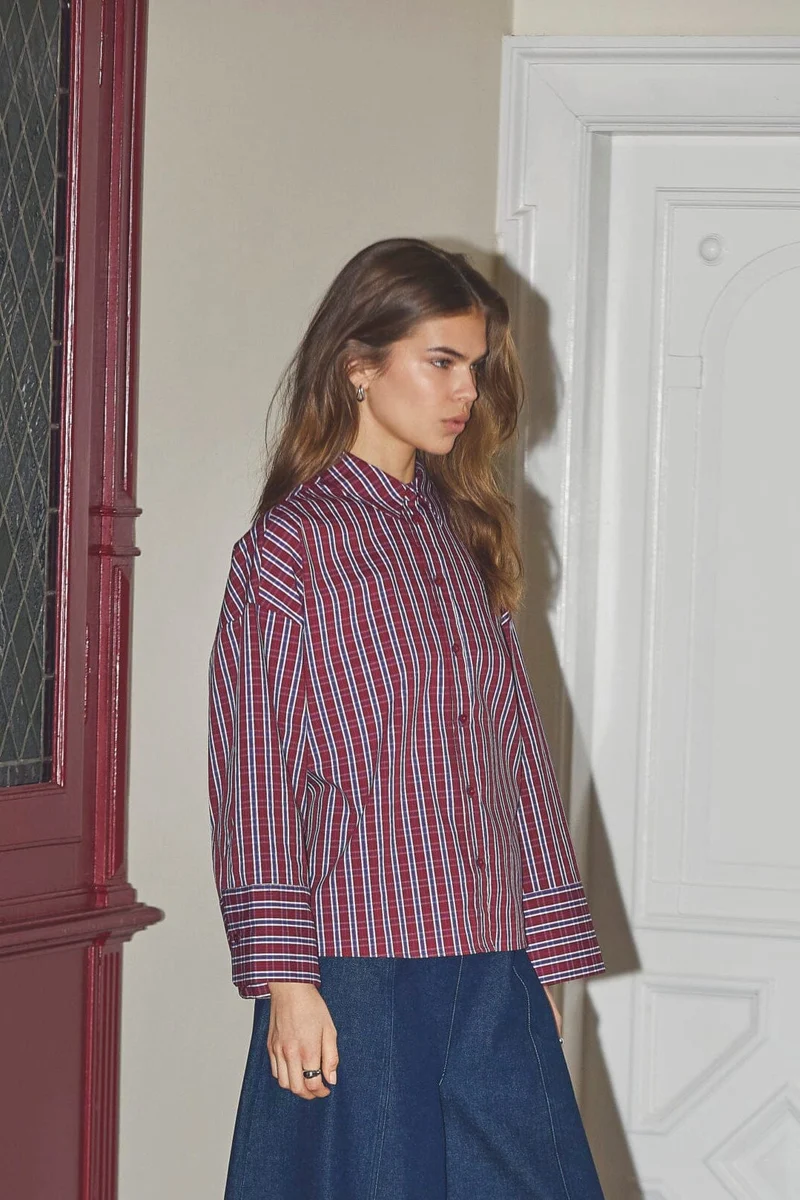 Co´Couture - Reneecc Check Cuff Shirt 500375 - 30006 - Berry Red
