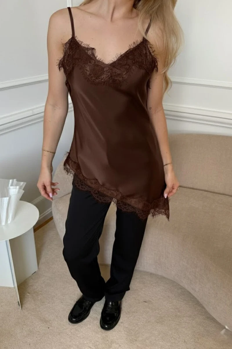 BYIC - Junoic Asymmetric Top A25115 - Dark Brown Satin