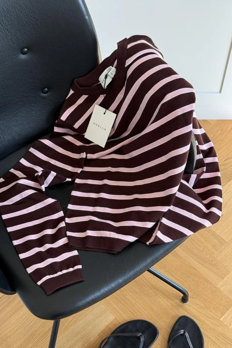 Noella - N-Muna Ls Knit 16010003 - 486 - Dannia Blush Chocolate Stripe