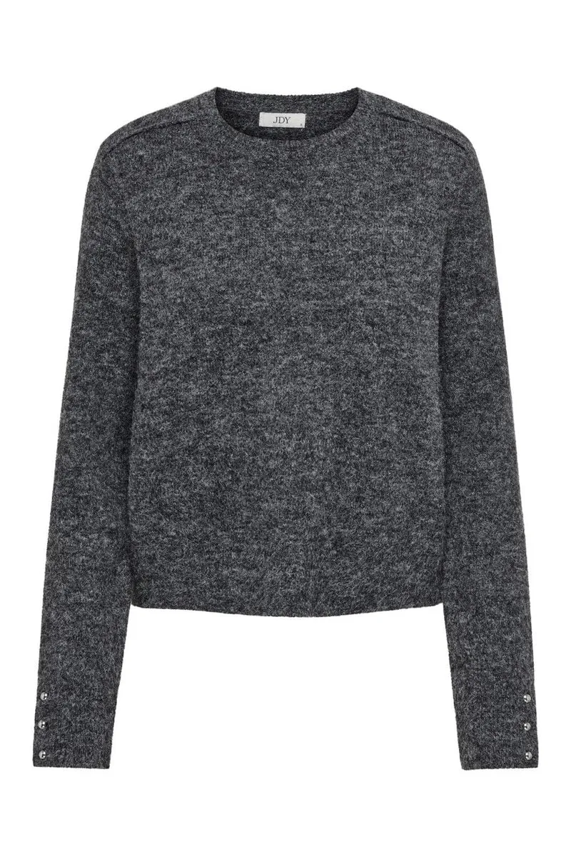 JDY - Jdyhoney Life L/S O-Neck Pullover Knt - 4890689 Dark Grey Melange