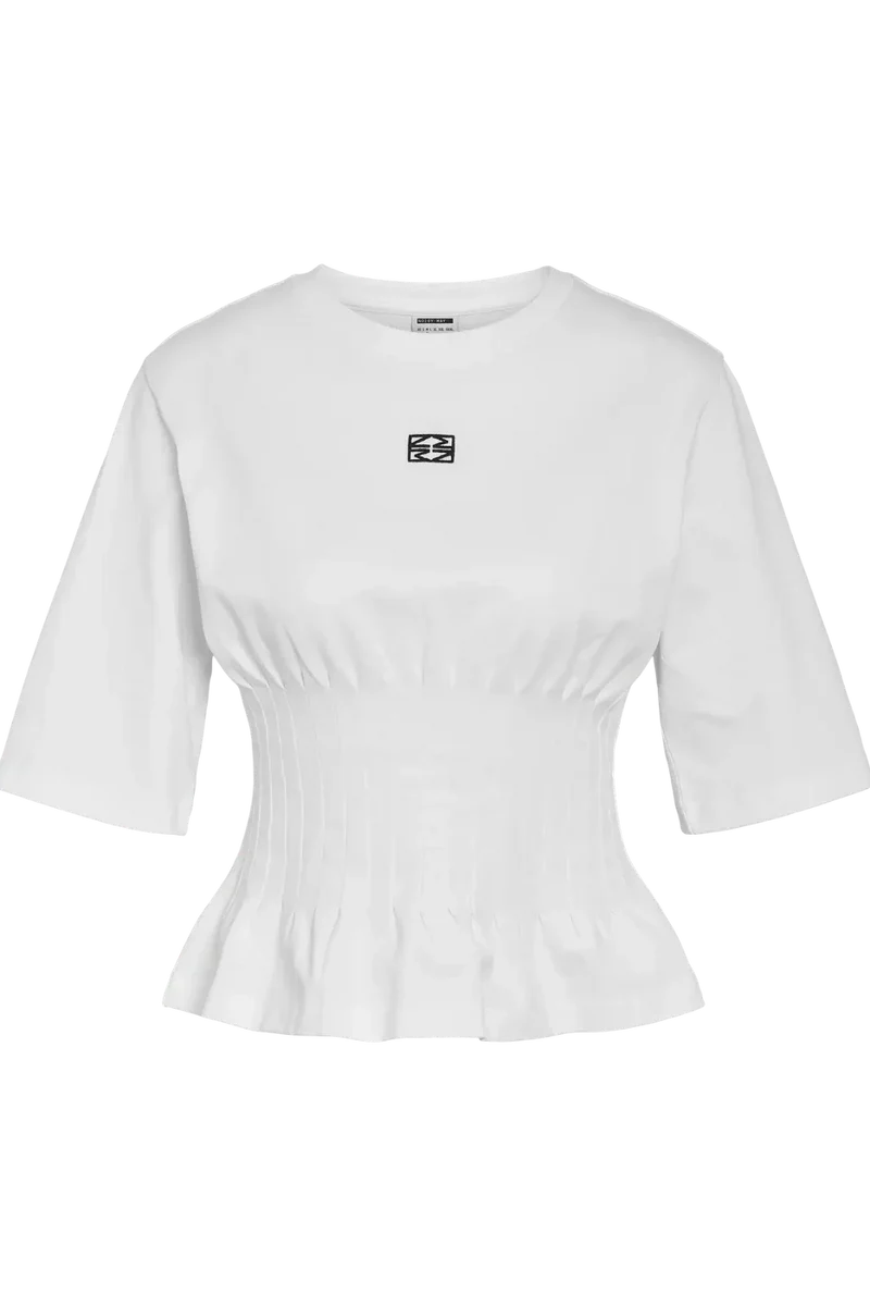 Noisy May - Nmkieran 2/4 Fitted Logo T-Shirt Fwd - 4954047 Bright White Nm Logo