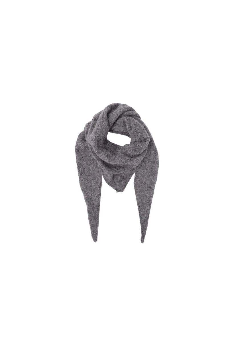 Black Colour - Bcdell Knitted Mini Scarf 208327 - Grey Melange