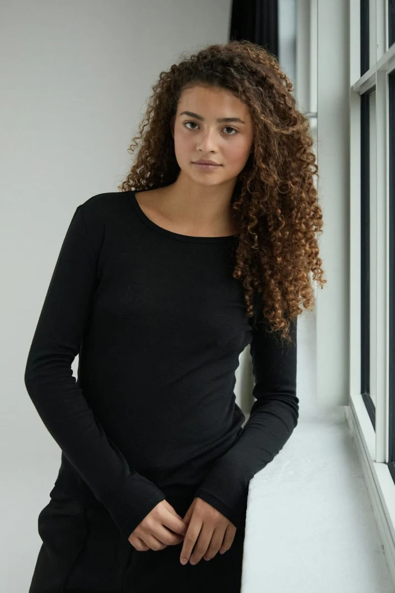 Neo Noir - Nella Fine Rib Blouse 167271 - 100 - Black
