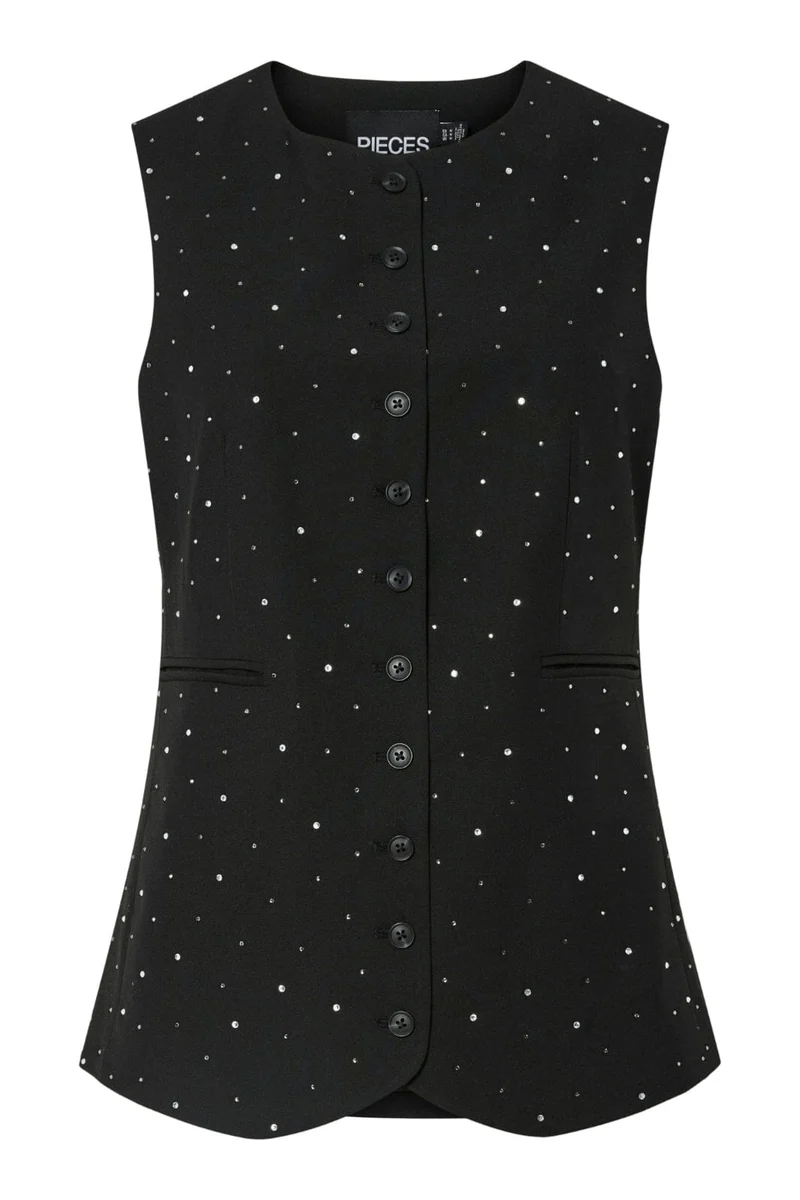 Pieces - Pcmichelle Rhinestone Waistcoat - 4855030 Black