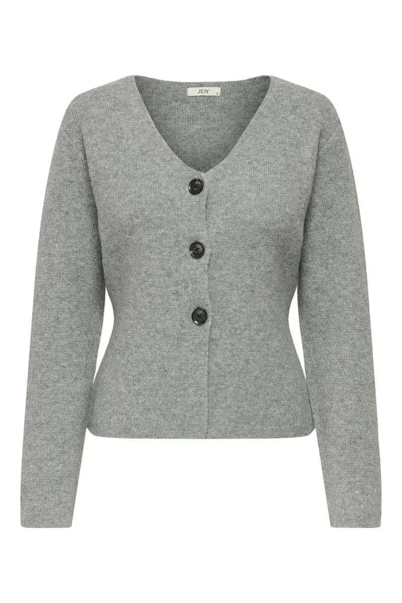 JDY - Jdylea Life L/S Button Cardigan Knt - 4875918 Medium Grey Melange