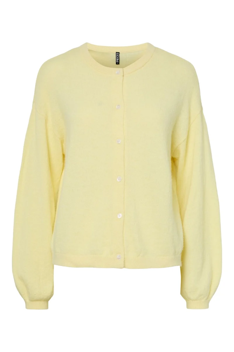 Pieces - Pcnaomi Ls O-Neck Knit Cardigan - 4897828 French Vanilla Melange