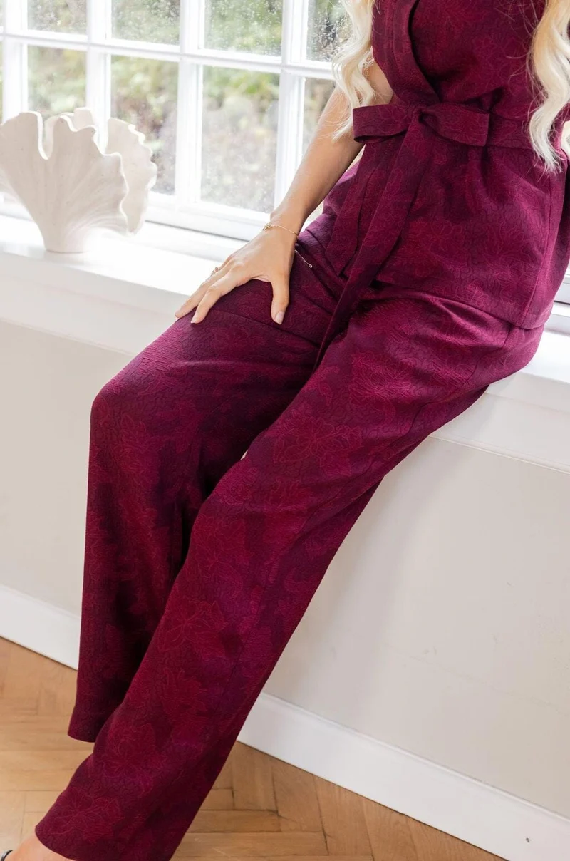 Molly&My x Julie Elgaard - Elsa Jacquard Pants 167096 - 162 - Bordeaux