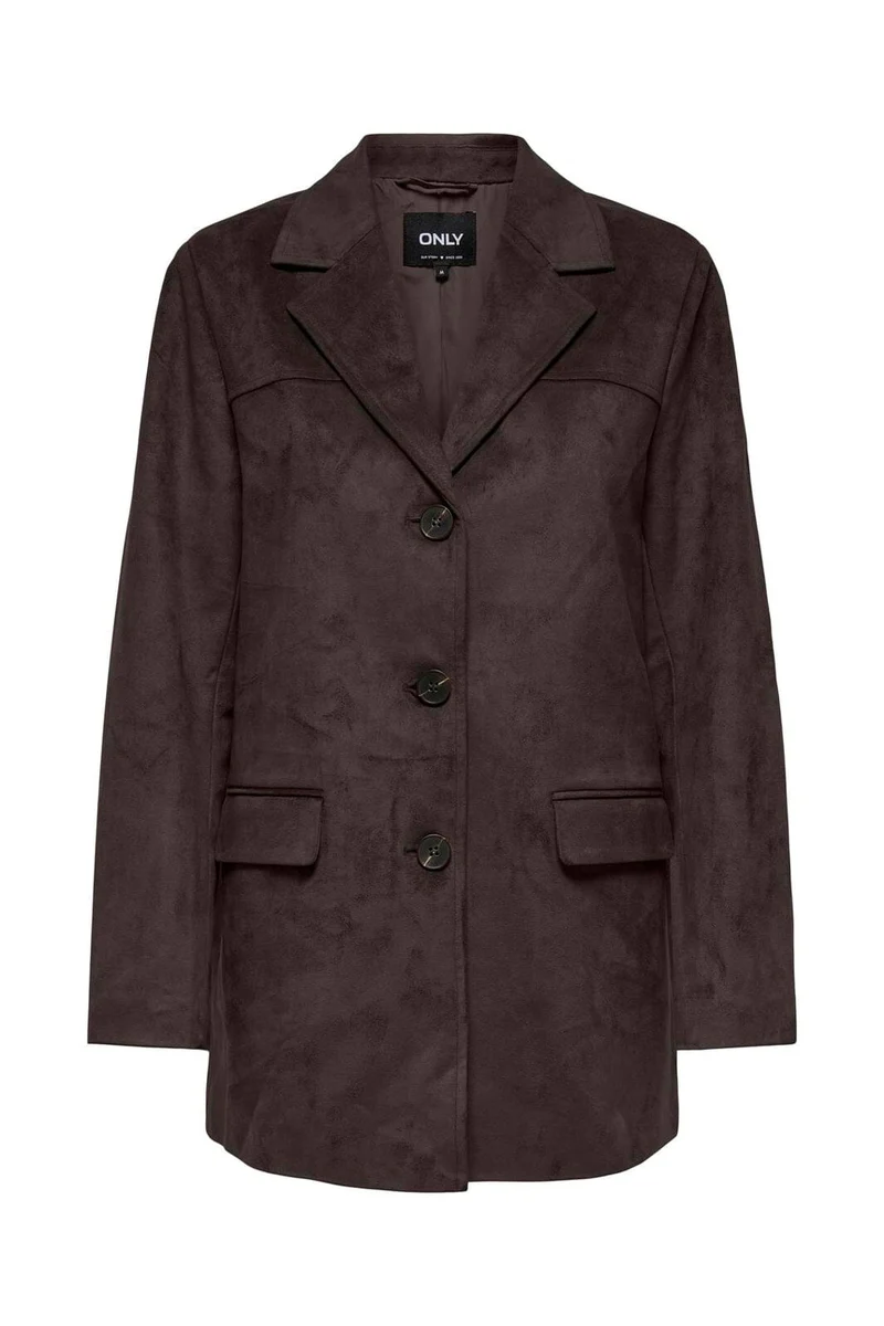Only - Onltulip Faux Suede Blazer Coat - 4938153 Chocolate Torte