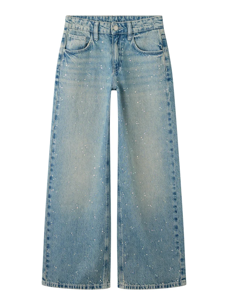 Bella Wide Jeans Med Rhinestones