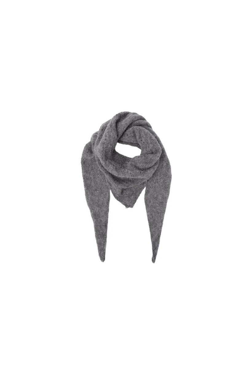 Black Colour - Bcdell Knitted Mini Scarf 208327 - Grey Melange