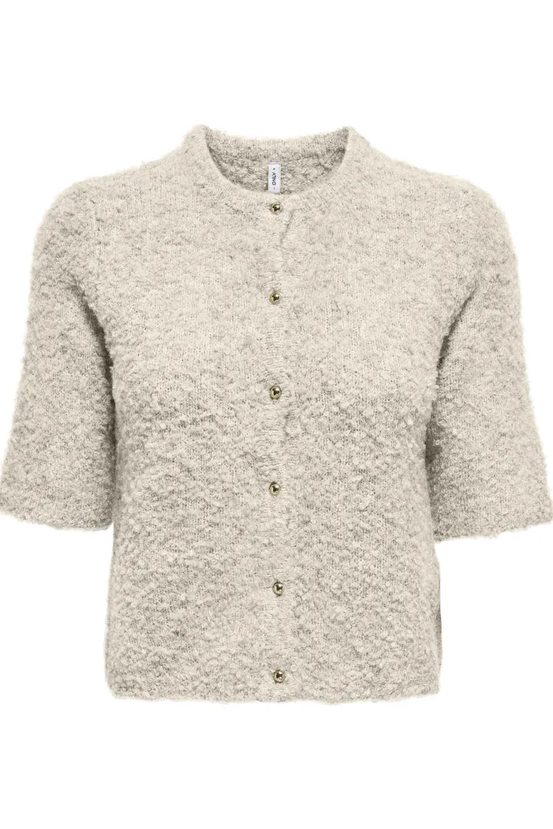 Only - Onlcille Ss O-Neck Cardigan Cc Knt - 4853495 Birch Melange