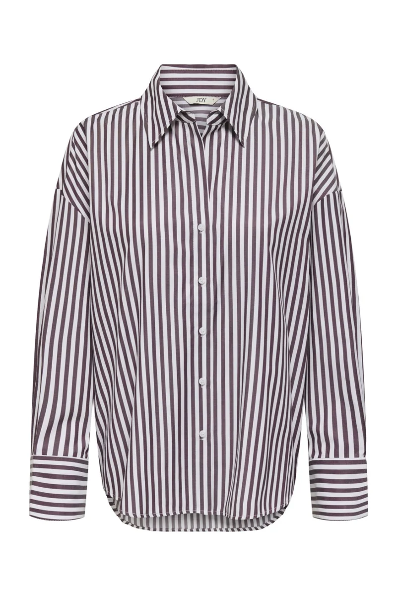 JDY - Jdyvesper L/S Loose Shirt - 4815311 Cloud Dancer Fig