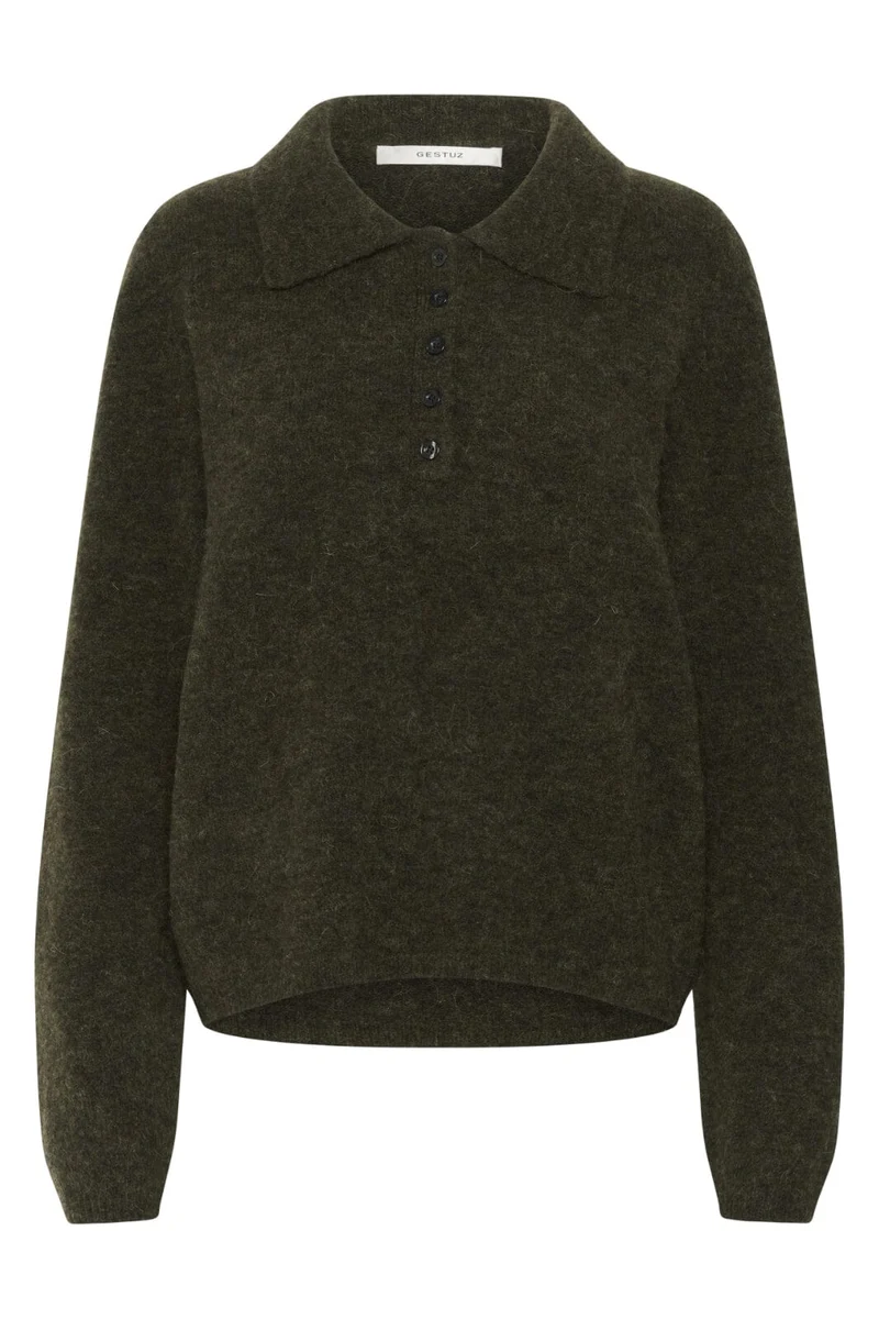 Gestuz - Gzalpha Polo Pullover 10910589 - 108311 - Olive Mélange