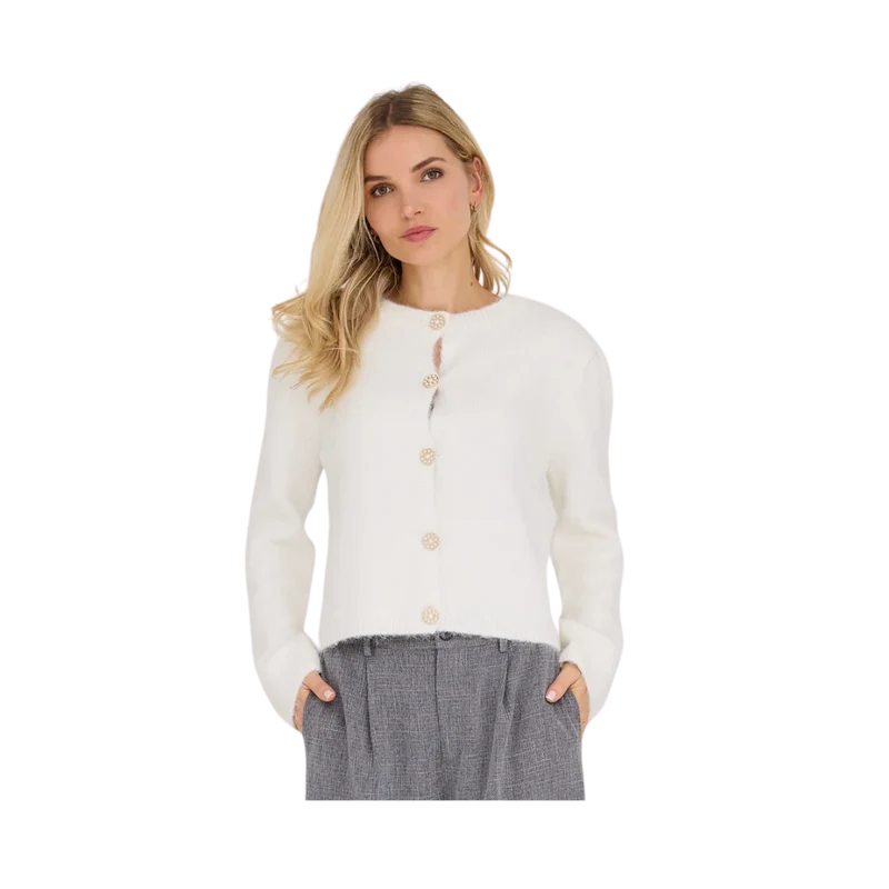 Lissi L/S Knit Cardigan - White