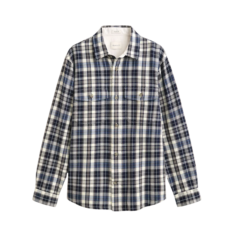 Twill Check Overshirt - Evening Blue